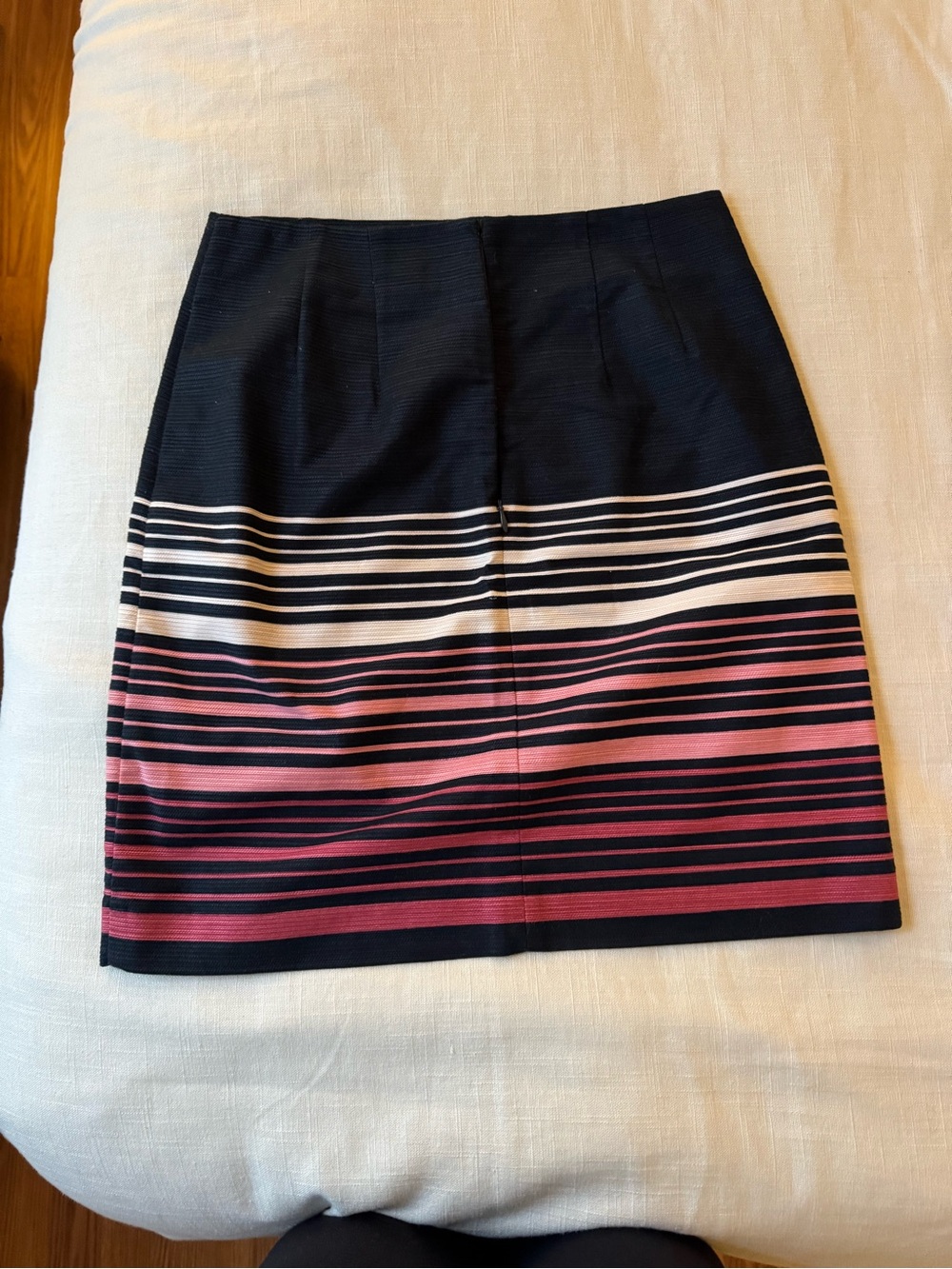 LOFT Navy Pencil Skirt with Pink and White Stripes